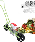 Precision Hand Push Garden Seeder With Adjustable Plant Spacing And Walk Behind Row Crop Planter, vegetables and seed plates
