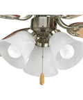 Three Light Ceiling Fan Light Kit in Brushed Nickel with Alabaster Glass Shades, Quick Connect Wiring and Easy Clip Glass Attachment