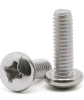 Rock Solid 8-32 Pan Head Machine Screws Half Inch Full Thread 304 Stainless Steel Phillips Drive Pack Of 100, close-up view.