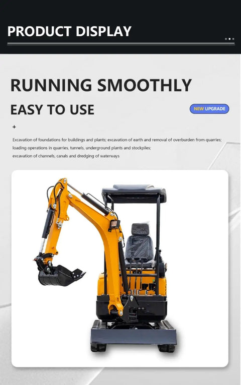 Compact Hydraulic Mini Excavator For Farm Work And Landscaping Small Crawler Digger displayed with digging attachment