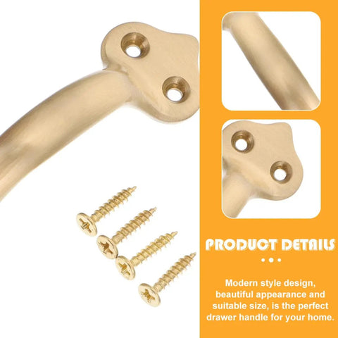 Close-up of brass cabinet handle 125mm center to center matte finish modern door pulls for wardrobe with screws