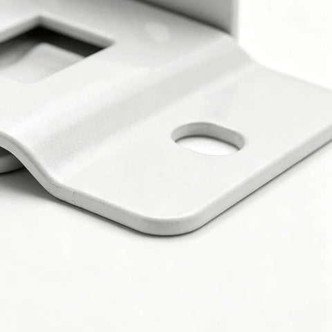 Close-up of Heavy Duty Cabinet Corner Brackets with Screws showing flat design and smooth finish for 90 degree stability.
