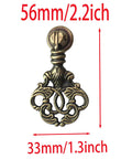 Front view of a vintage bronze pendant handle for cabinets, 56x33mm, Set Of 4 Vintage Bronze Pendant Handles For Cabinets Drawers And Cupboards And Wardrobe Antique Chinese Style Single Hole Pull Knobs With Mounting Screws 2.2 By 1.3 Inches Zinc Alloy Durable Corrosion Resistant Non Fading.