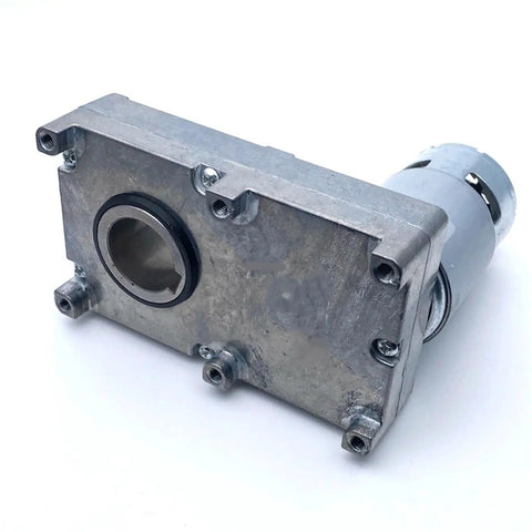 Go Getter Powerhouse Heavy Duty 12 Volt DC Gear Motor With Hollow Shaft showing metal casing and output shaft design.