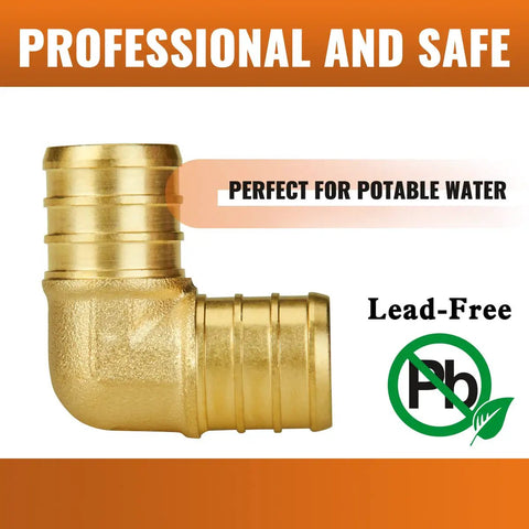 3/4 Inch PEX Elbow Fittings Pack 10 Pcs Lead Free Brass 90 Degree Elbows ASTM F1807 NSF ANSI 61 Certified