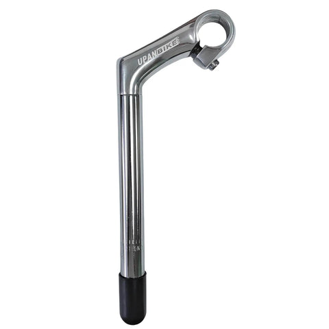 Gooseneck Bike Stem 25.4mm Handlebar Clamp 22.2mm Fork Tube 80mm Extension 220mm Length 30 Degree Rise Silver For Mountain Road And Urban Bikes Durable Aluminum Alloy Clamp And Steel Tube Construction