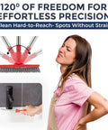 Grout Cleaning Powerhouse With Long Handle V Shaped Scrub Brush And Telescopic Grip Handy Handheld Stiff Bristle Scrubber in use