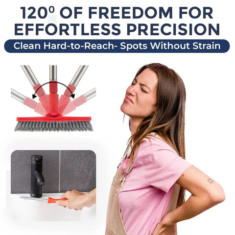 Grout Cleaning Powerhouse With Long Handle V Shaped Scrub Brush And Telescopic Grip Handy Handheld Stiff Bristle Scrubber in use