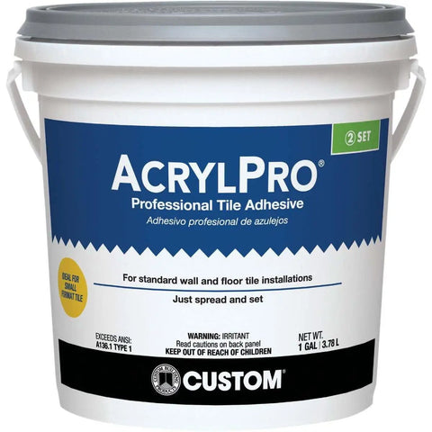Front view of Easy To Use Acrylic Ceramic Tile Mastic Adhesive One Gallon For Pro Grade Floor Tile Bonding Quick Set And Strong Hold On 8x8 Ceramic Tiles A Workhorse For Home Reno Projects
