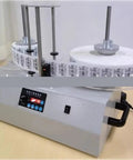 Heavy Duty Automatic Label Counting Rewinding Machine With Speed Control For Industrial Printers, compact size with roll holders.