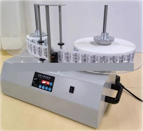 Heavy Duty Automatic Label Counting Rewinding Machine With Speed Control For Industrial Printers, compact size with roll holders.