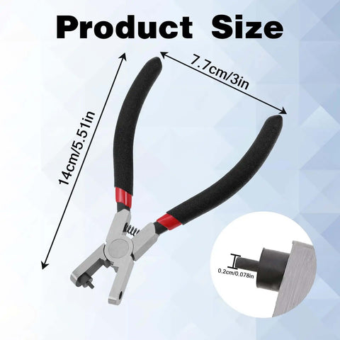 2.0mm Shoe Strap Hole Puncher with one hand operation, dimensions 14x7.7cm, for watch bands, leather belts, fabric, and earring cards