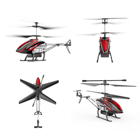 Kid Friendly RC Helicopter With Dual Batteries For Up To 30 Minute Flight, displayed from front, side, top, and angle views