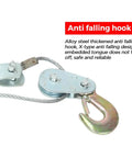 Beefy 4 Ton Heavy Duty Dual Gear Come Along Puller With Two Hooks And Steel Cable showing anti falling hook design.