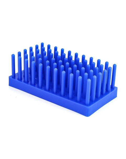 Must-Have Test Tube Drying Rack Set, 66-Position Plastic Spike Rack For 12 To 16 mm Tubes, 2 Pack In Blue, side view