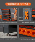 8 Row Large Capacity CNC Tool Holder Rack And Storage Cabinet And Storage System for workshop with metal side boxes and anti-slip feet