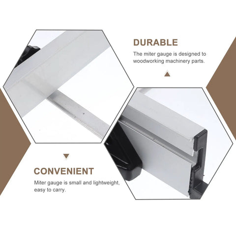 Heavy Duty Aluminum Alloy Table Saw Miter Gauge With Dead Straight Accuracy And Smooth Telescoping Arms For Rock Solid Cut Line Alignment And No Fuss DIY Woodworking close-up of durable aluminum construction with rail motion detail.