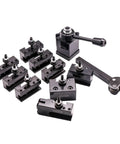 Quick Change Tool Post Set For Mini Lathe 6-9 Inch, Wedge Type, 11Pcs 250-000 Plus Extras 250-001 And 250-002 displayed