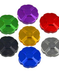 Colorful aluminum alloy suspension fork caps for mountain and road bikes front air covers with shock absorption.