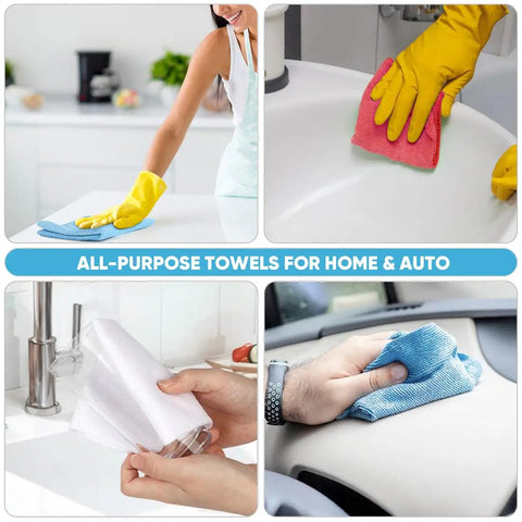 Blue Microfiber Shop Towels Roll With 55 Sheets Washable And Reusable 11x9 Inch Cloths used for cleaning various surfaces