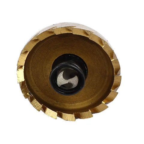 Close-up of a 30mm Hole Saw Cutter Set With HSS Spring Loaded Twist Drill Bit 6mm Shank 14mm Cutting Depth 73mm Overall Length