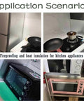 Magnetic Heat Shield Board for Fridge and Stove Heat Protector fireproof panels installed in kitchen appliance scenarios.