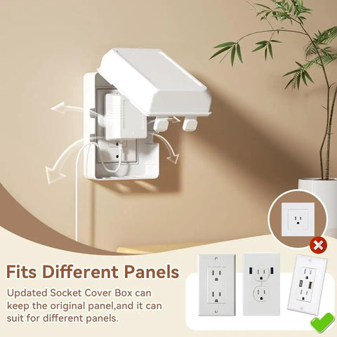 Super Secure Toddler Outlet Covers Featuring Roomy Design For Fat Adapters And Durable Pc Abs Build installed on wall socket.