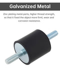 Four Pack M6 Rubber Isolator Mounts With Double Ended Studs 25x25mm Cylindrical Anti Vibration Dampers Galvanized Metal