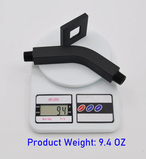 Easy Install Square Shower Arm And O Ring Flange 6 Inch Solid Brass Matte Black Wall Mount Extension on digital scale