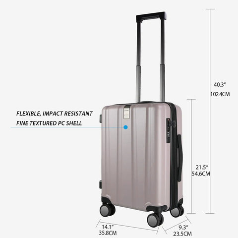 Expandable Hardside Carry-On Luggage With Spinner Wheels Built-In TSA Lock And USB Port 20-Inch Upright Roller Suitcase