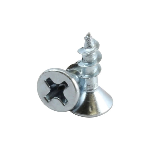 One Hundred Count Gage Six By Half Inch Coarse Thread Phillips Flat Head Wood Screws Zinc Plated showing detailed screw design.