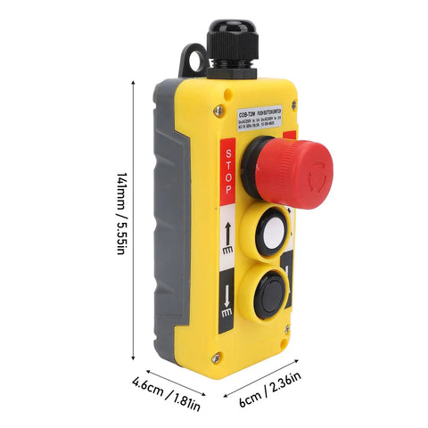 Beefed Up Industrial Hoist Crane Push Button Switch IP68 Waterproof With Emergency Stop AC 250V 5A And AC 500V 2A Flame Retardant PC Shell