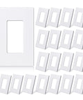 1 Gang Screwless Wall Plate Mid Size Built Tough Unbreakable Thermoplastic Faceplate Cover for Decorator Receptacle Outlet Switch UL Listed Matte White 20 Pack