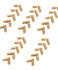 Beefy Brass Barrel Hinges Set, 25 Pcs for jewelry boxes and small cabinets, cylindrical brass hinges on white background.