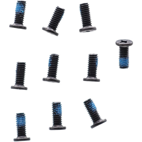 Premium 10 Pack M2.5 X 6.0mm Phillips Flat Head Replacement Screws for Dell HP Asus Lenovo Acer laptops, featuring black nickel plating.