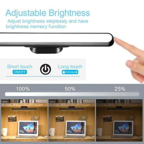 Must Have Rechargeable Touch Light Bar With 3W LED, 2000mAh Battery, demonstrating dimmable brightness and memory setting.