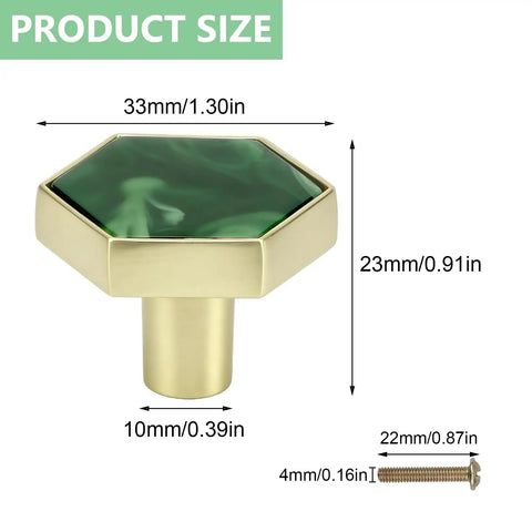 Dope Green Hexagon Cabinet Knobs For Drawers And Cupboards Built Like A Brick Wall Durable Zinc Alloy Furniture Handles 33mm size