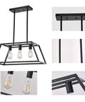 Island Pendant Light For Kitchen Black Four Light Modern Dining Room Fixtures Hanging Cage Linear Pendant Lights Farmhouse Style Dimmable With E26 Base Bulbs Not Included Today, showing black cage design with adjustable rods and bulb sockets.