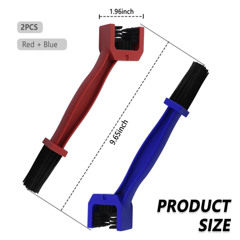 Two Pack Motorcycle Chain Brush Double Ended With Three Sided Bristles And Long Bristles Universal Chain Cleaning Kit