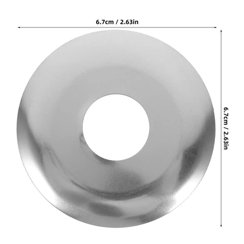 Pro Grade Ten Piece Fire Sprinkler Escutcheon Covers Dual Disc Stainless Steel Wall Mount Shields, 6.7cm diameter.