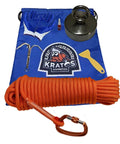 Beefy 1500 Lb Pull Magnet Fishing Kit With 65 Ft 8mm Rope Ultra Carabiner Claw Hook Gloves Bag Thread Locker Scraper And Magnet Included All In One Treasure Hunting Starter Set.