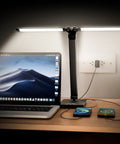Led Desk Lamp For Home Office With USB Charging Port, Rotatable Aluminum Piano Lamp For Upright Piano in glossy black setup