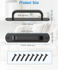Dimensions of black 5.7 Inch Sliding Barn Door Handle Aluminum Alloy Cabinet Pull with screws, ergonomic design shown in room setting.