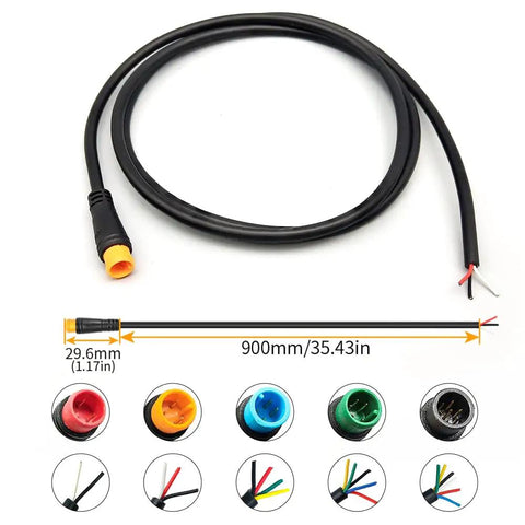 Waterproof Ebike Cable Extension Kit With Male And Female Two To Six Pin Connectors For Display, Throttle And PAS