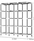 Built Tough Portable Wardrobe Closet For Bedroom With 19mm Steel Pipe Frame, Black And Sturdy Organizer, Frame Dimensions Shown