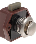 Keyless Push Button Door Latch Lock For Rv Cabinets And Drawers Low Profile Build Heavy Duty Zinc Alloy Hardware close-up view with sleek design.