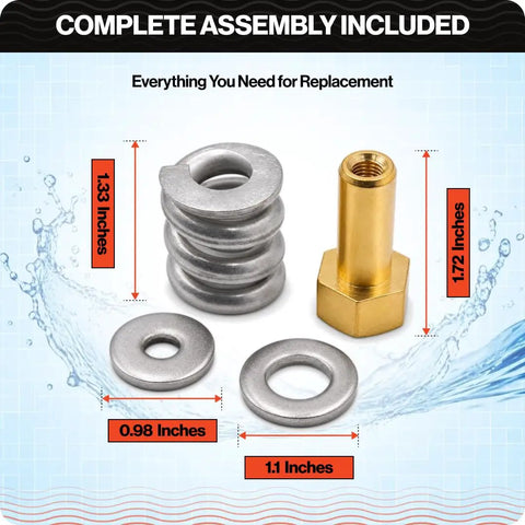 Heavy Duty Spring Barrel Clamp Assembly Replaces Pentair 53108900 For Clean And Clear Fns De Pool Filter Service Featuring A No Sweat 316 Stainless Steel Spring And Solid Brass Nut, including brass nut and stainless steel parts.