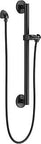 Matte Black Adjustable Slide Bar And Grab Bar Shower System With 60-82 Inch Stretch Hose, ADA Compliant Mount And Grab Bar