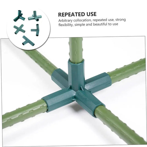 5 Pack Garden Pole Connector Joints Kit Built Tough Straight Cross Connectors For Climbing Plants, Greenhouse And Outdoor Use, Lightweight And Reusable Plant Support Brackets