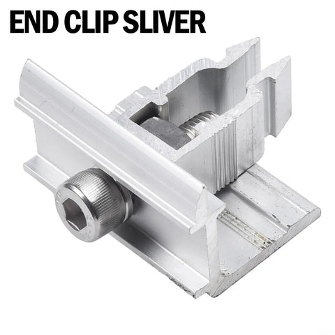 Slick Stainless Steel Solar Panel End Clamp for 30 to 50mm Frame with Quick Click Mounting Clip showcasing detail of the clip structure.